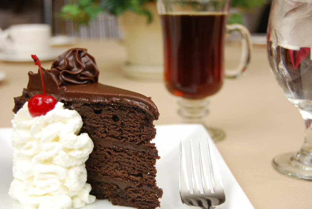 Chocolate cake with coffee 